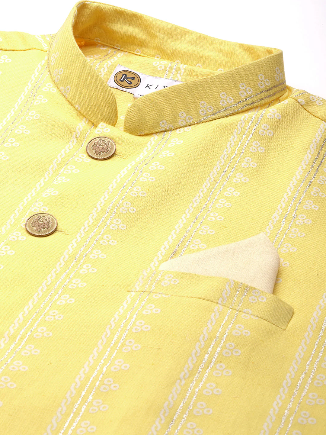 Kisah Men Yellow Color Kurta Jacket Set - Image 9