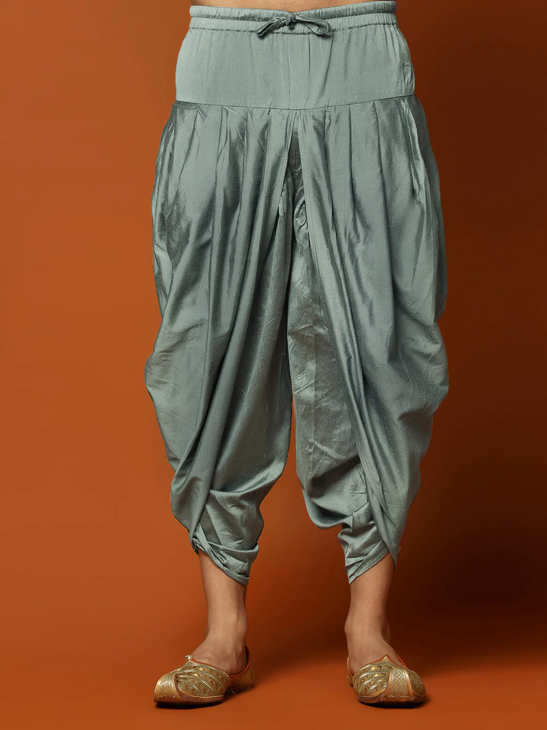 Men's Teal Kurta Jacket Dhoti Set - Image 7