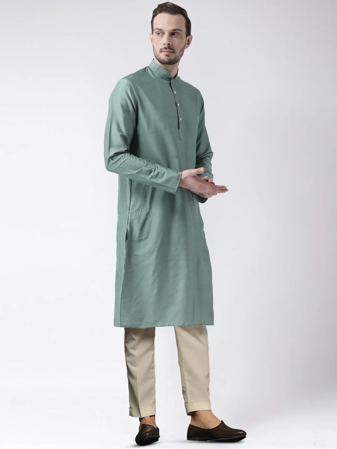 Kisah Men's Green Kurta Trousers Set - Image 2