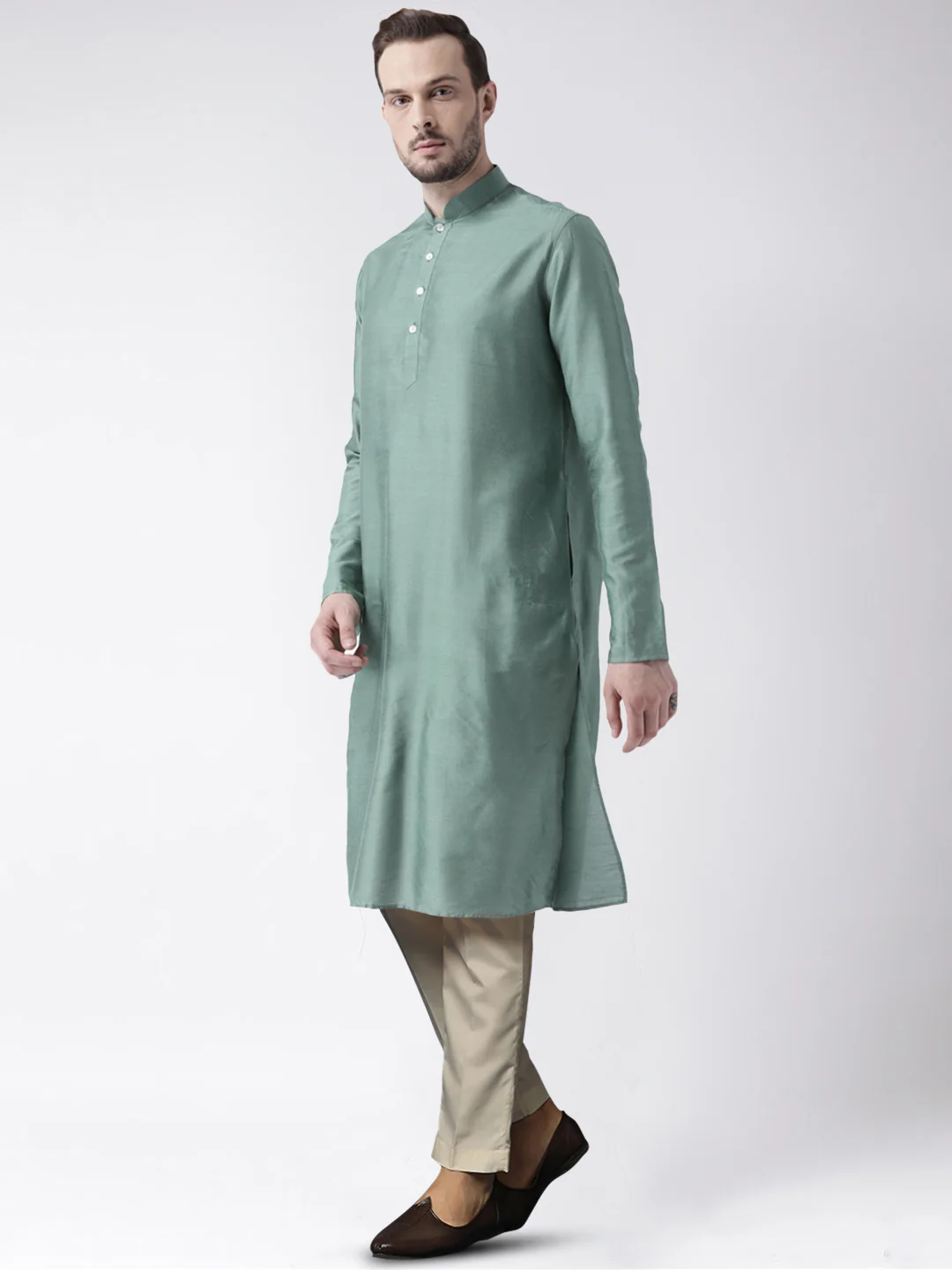 Kisah Men's Green Kurta Trousers Set - Image 3