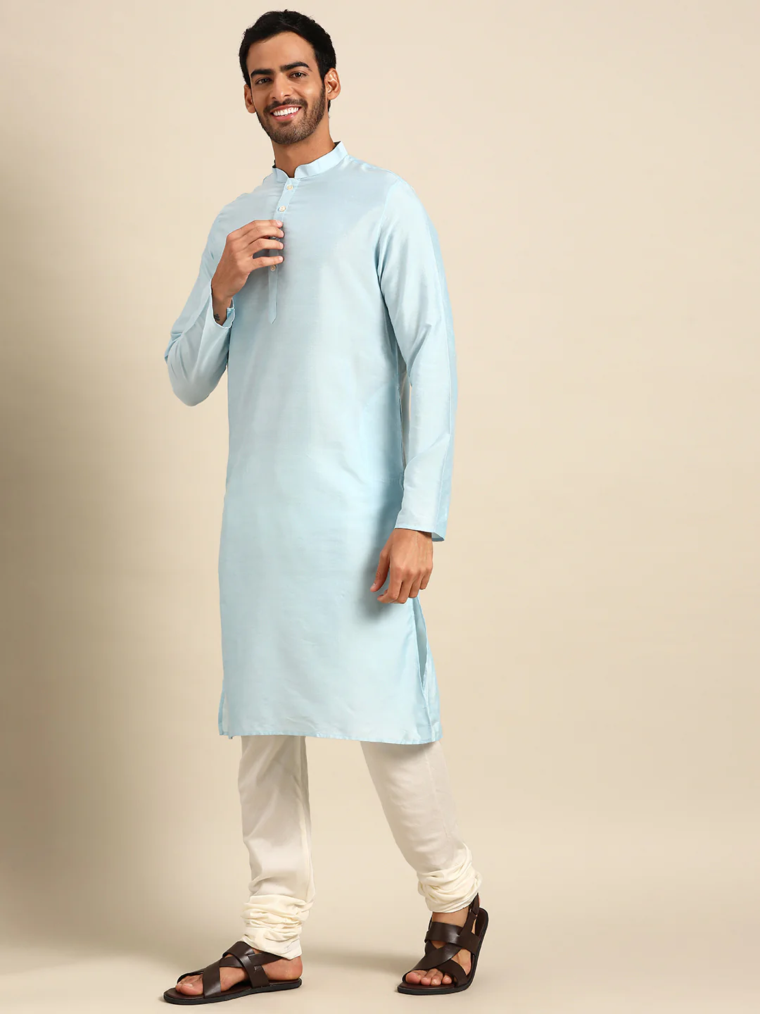 Kisah men Green kurta jacket set - Image 3