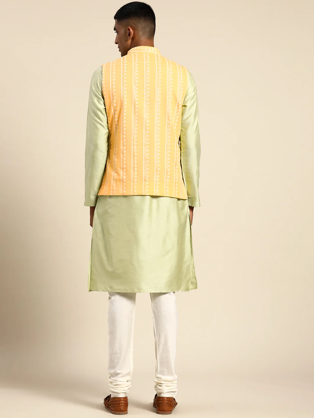 Kisah Men Yellow Color Kurta Jacket Set - Image 6
