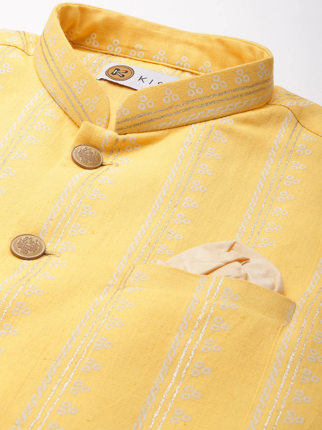 Kisah Men Yellow Color Kurta Jacket Set - Image 9