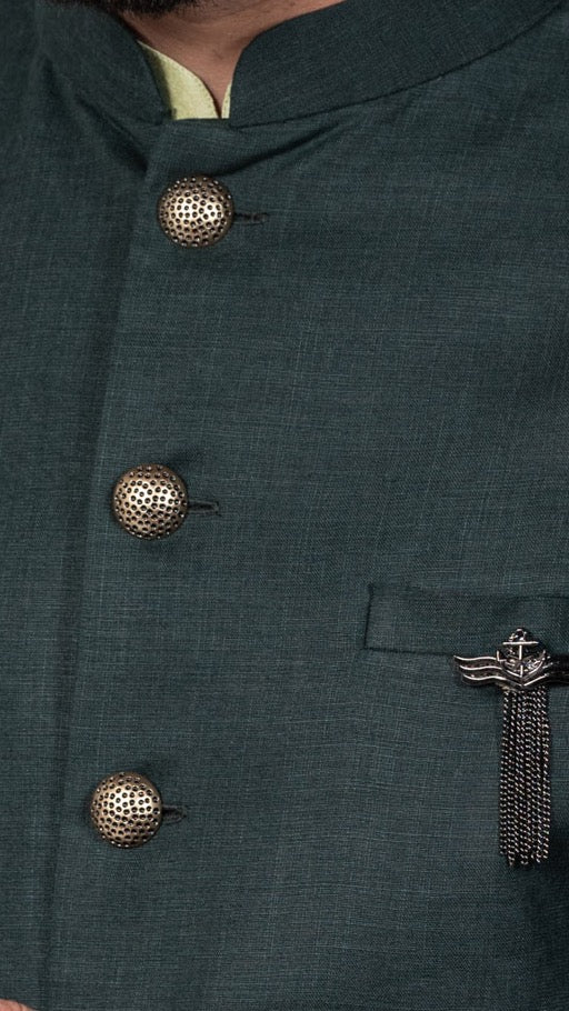 Men's Green Indowestern Set With Kurta and Dhoti - Image 5