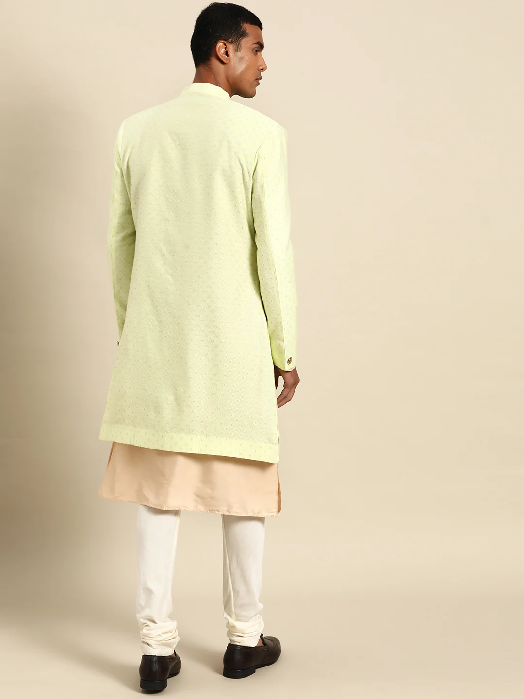 Kisah Men's Lime Indowestern Set With Kurta and Churidar - Image 2