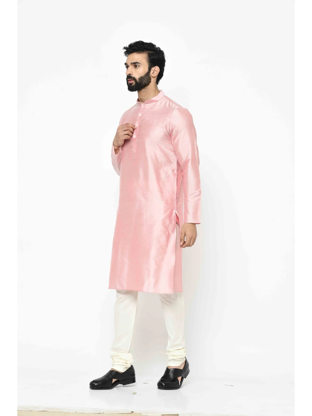 Men's Light Peach Kurta Churidar Set - Image 3