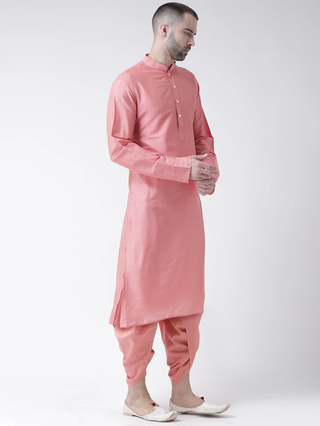Pink Art Silk Solid Long Kurta. - Image 2