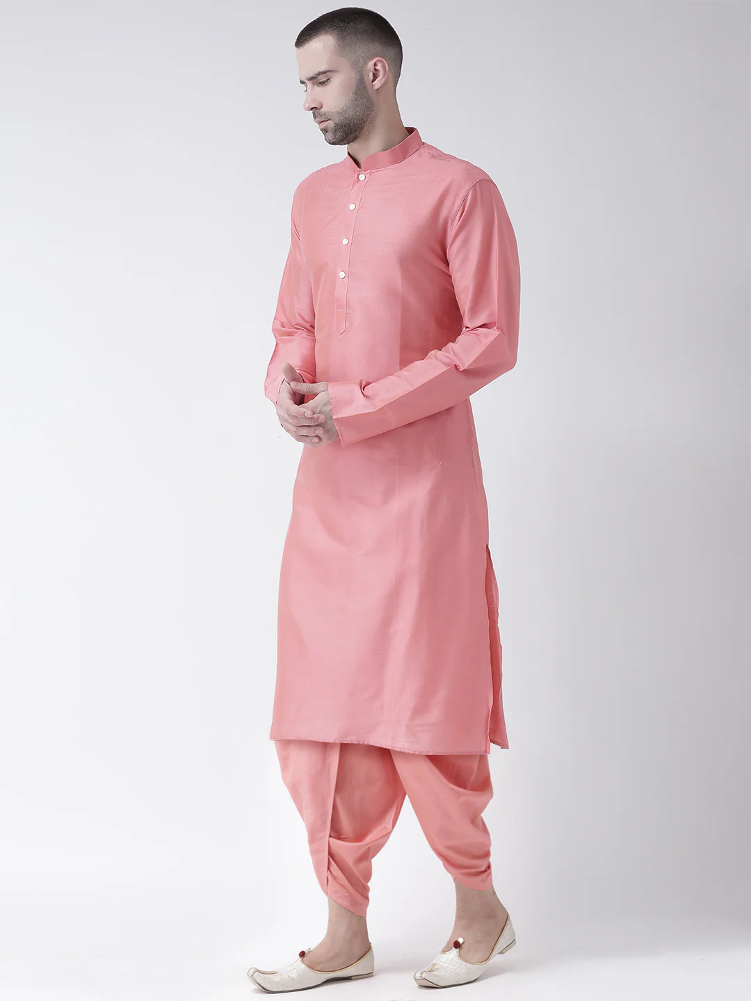 Pink Art Silk Solid Long Kurta. - Image 3