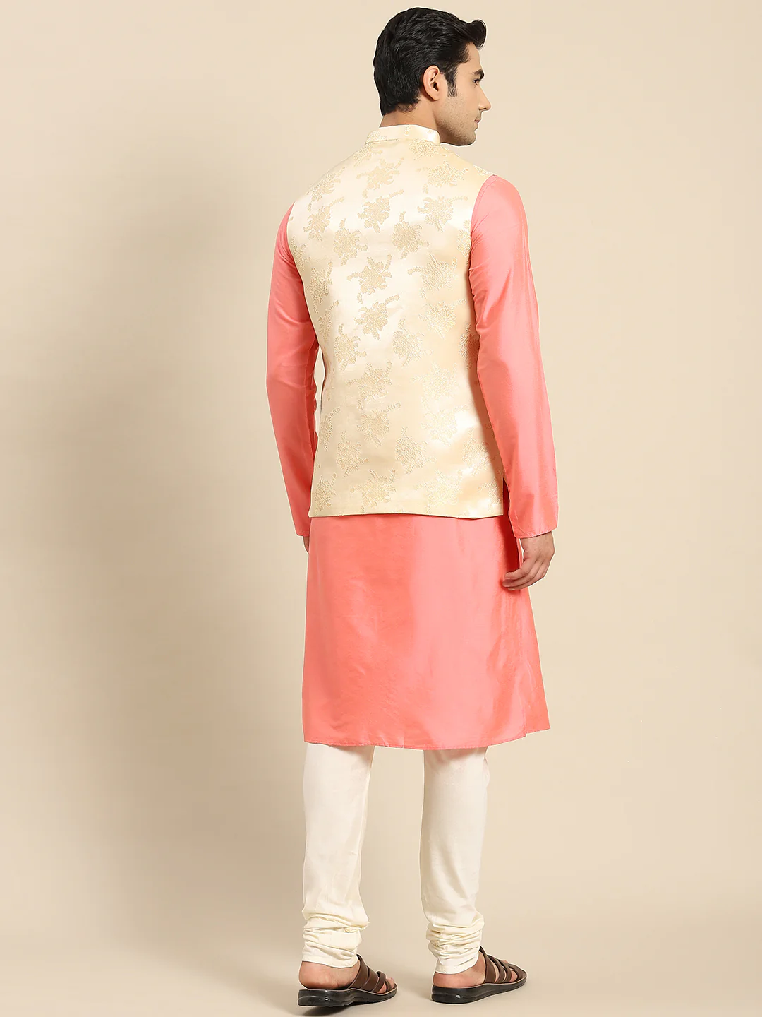Kisah Men Gold Kurta Jacket Set - Image 2