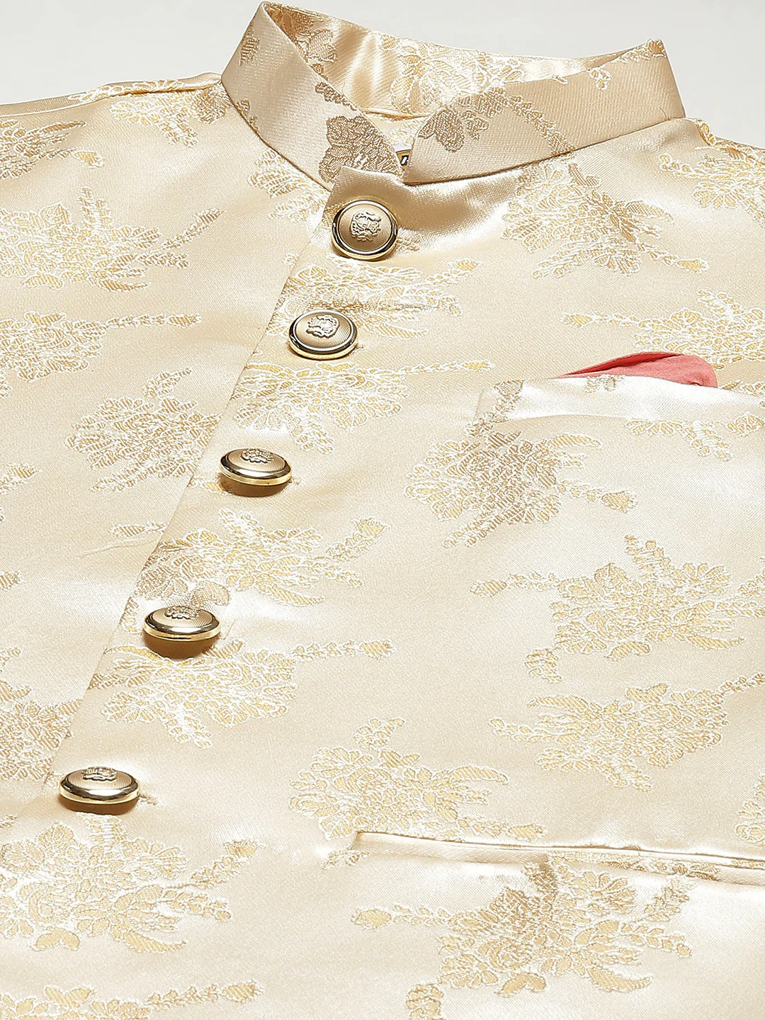 Kisah Men Gold Kurta Jacket Set - Image 4