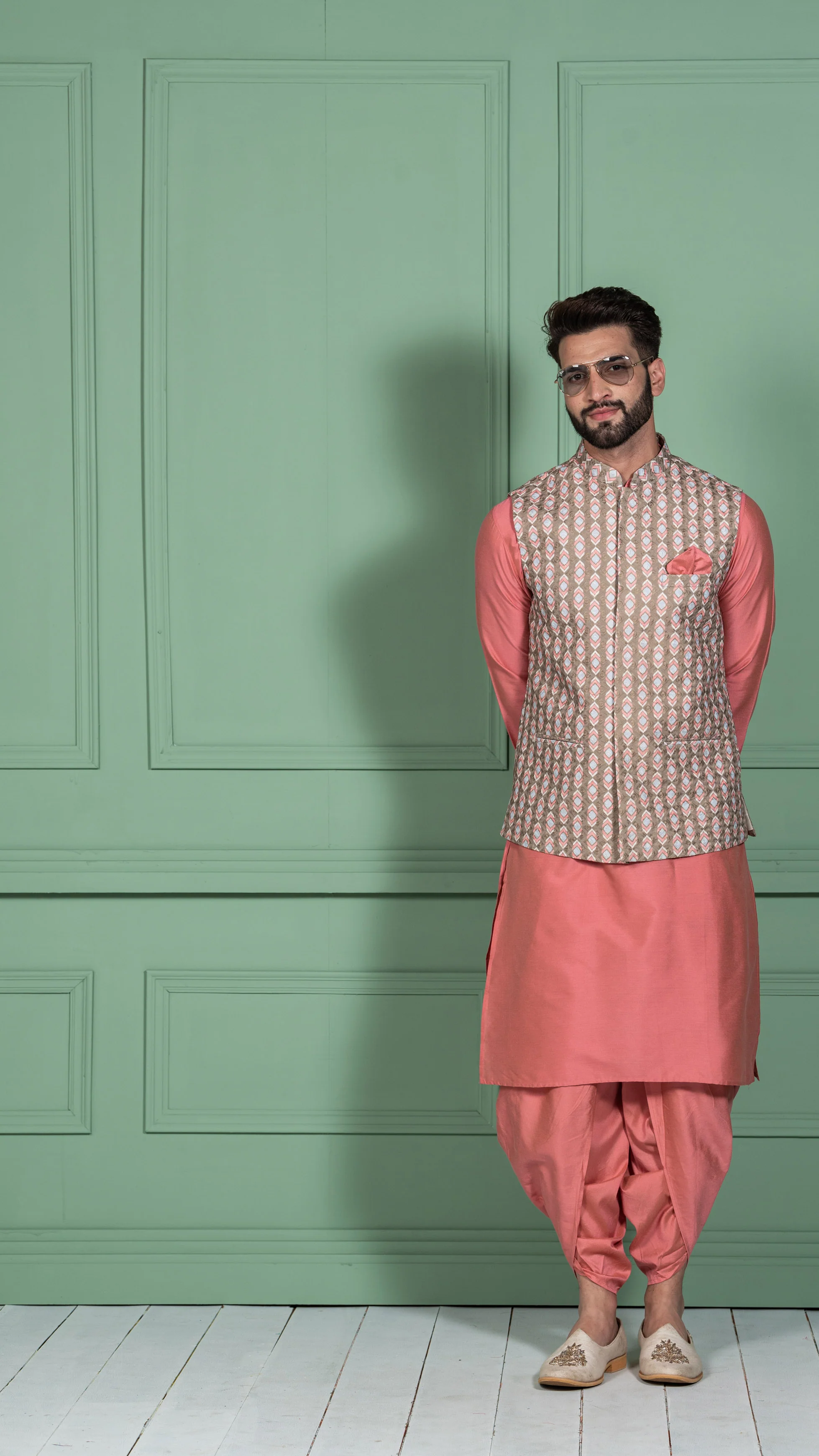 Kisah Men Olive Kurta Jacket Set - Image 8