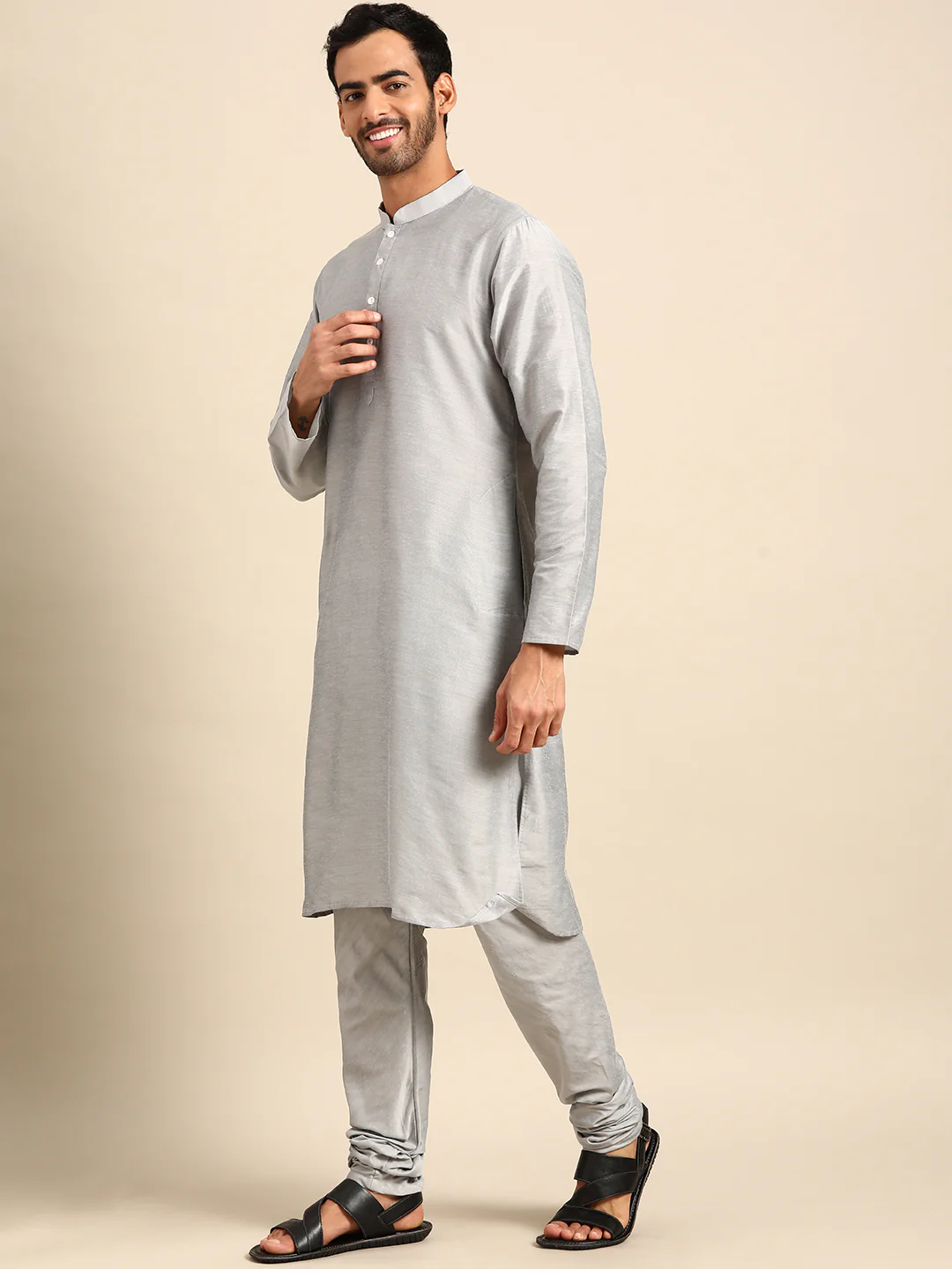 Kisah men Turquoise Blue kurta jacket set - Image 5
