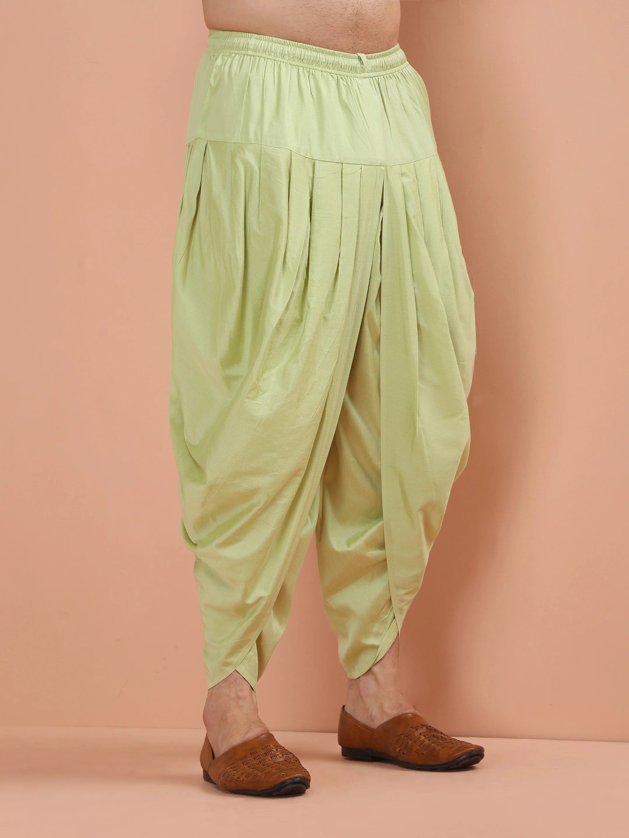 Beige Cotton Kurta Set with Multicolor Kantha-Inspired Prints and Green Dhoti Pants - Image 7