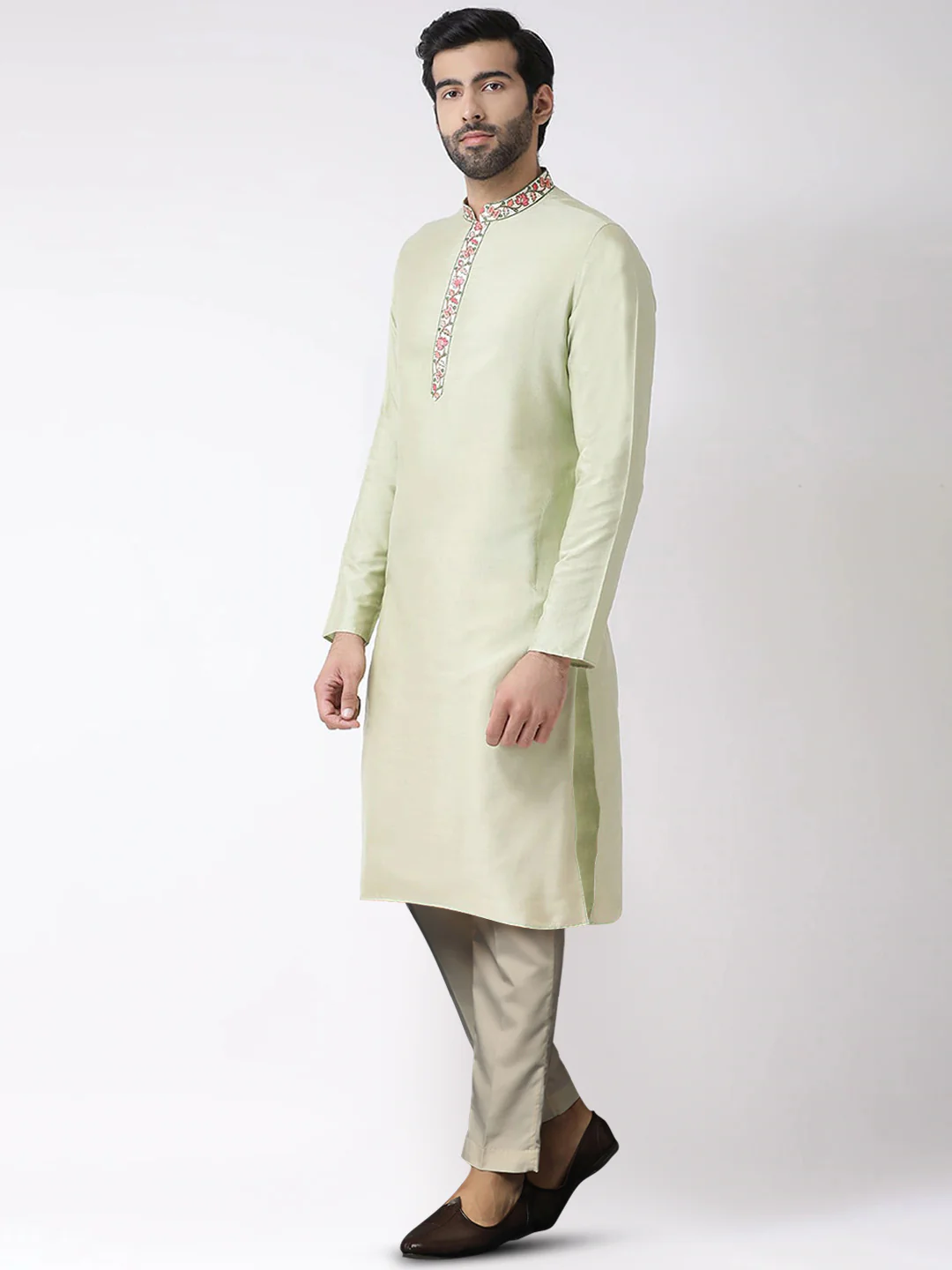 Men's Green Kurta Trousers Set - Image 3