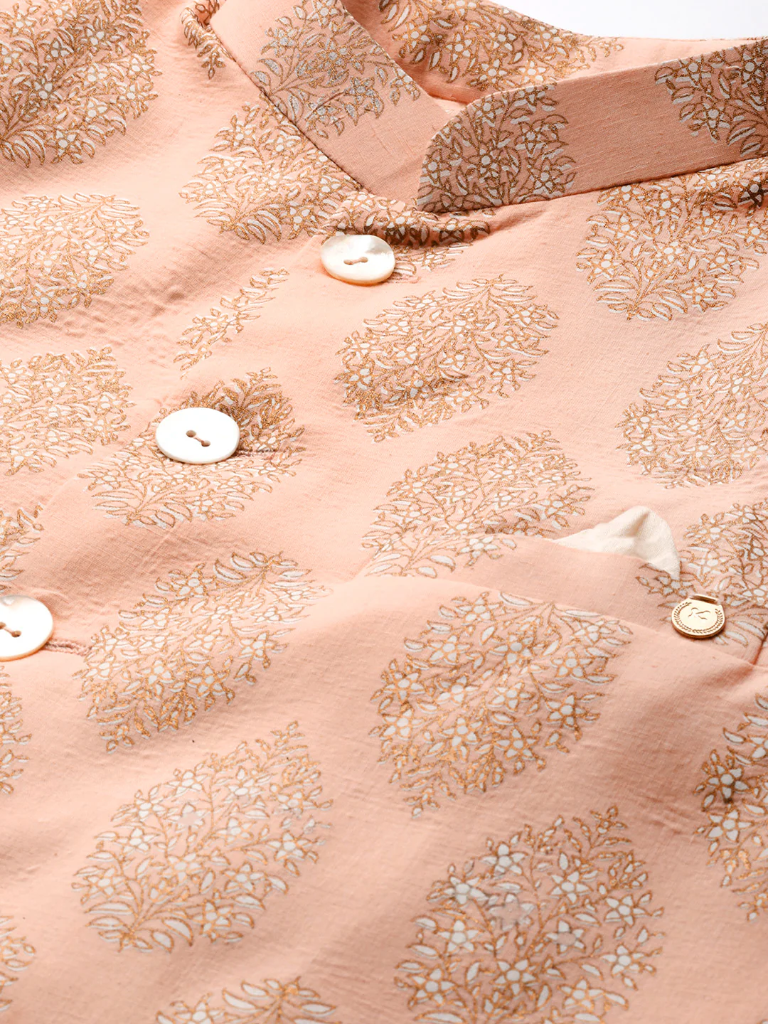Men's Pink Indowestern Set With Kurta and Churidar - Image 5