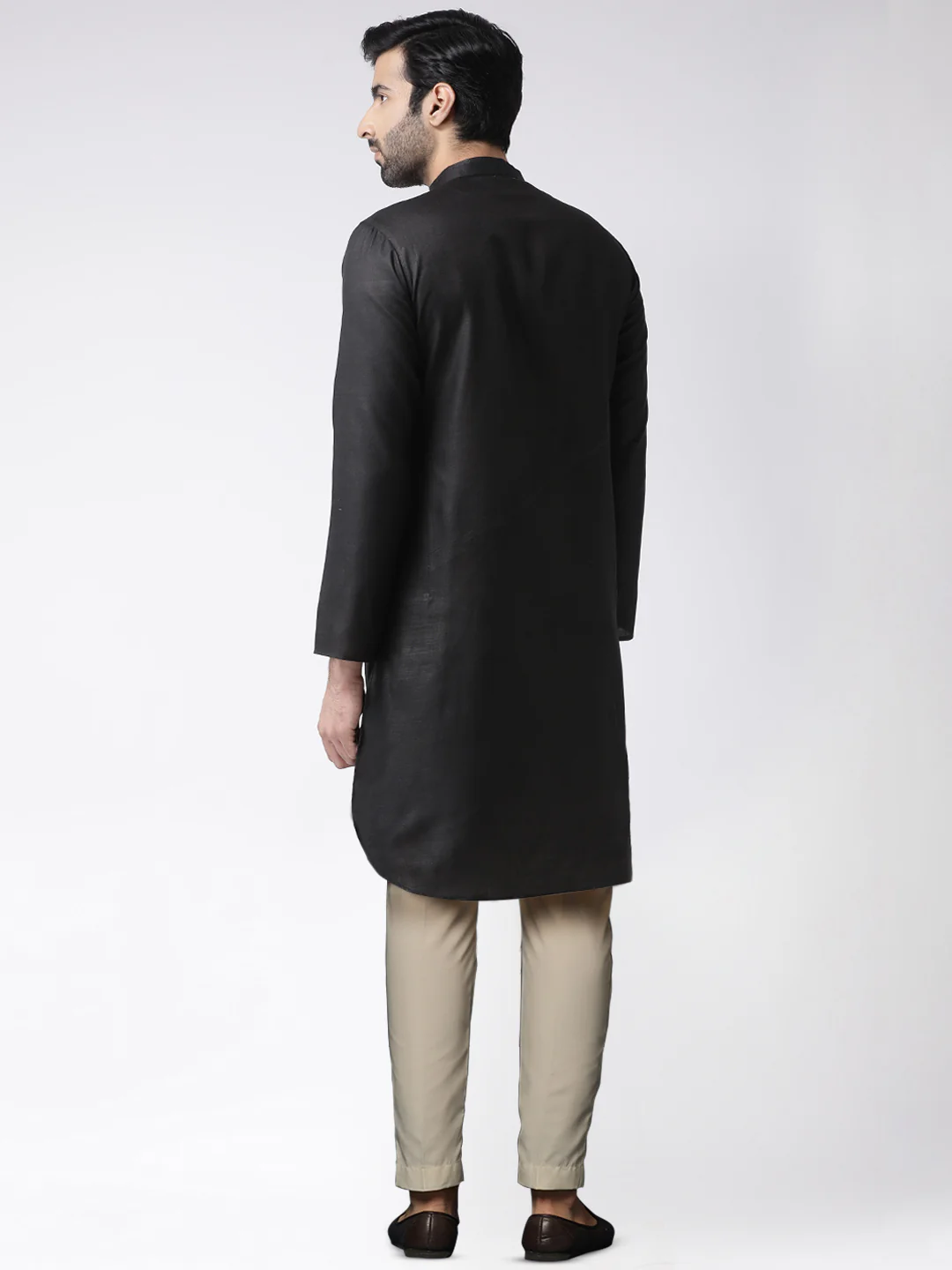 Men's Black Kurta Trousers Set - Image 3