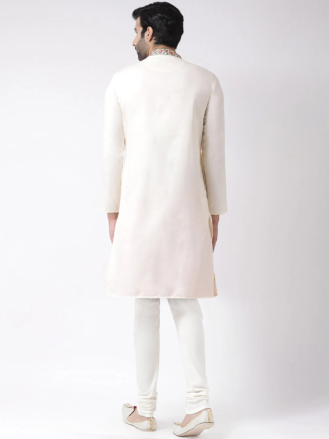 Men's Off White Kurta Churidar Set - Image 3
