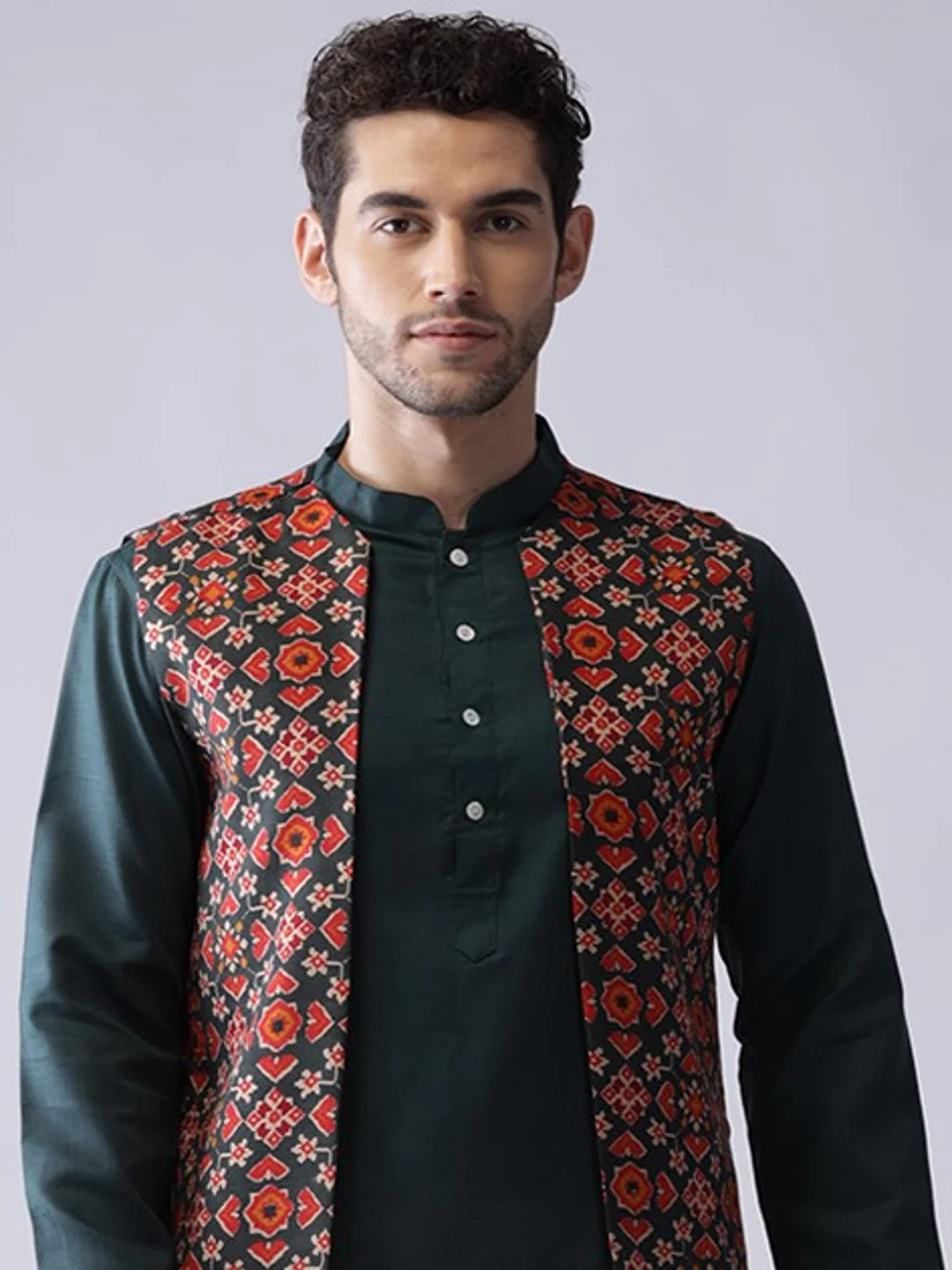 Men's Multi-Color Kurta Jacket Dhoti Set - Image 6