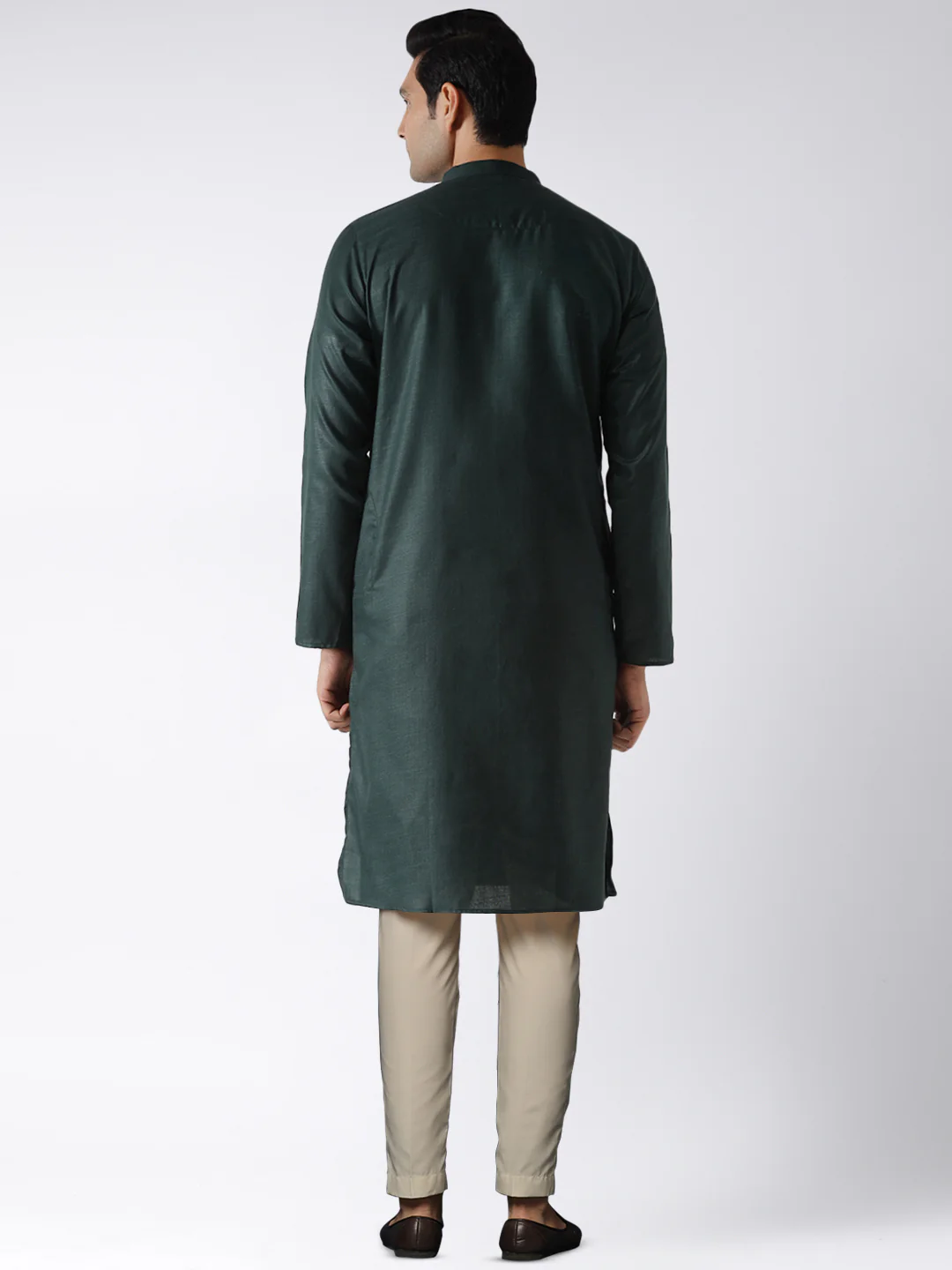 Dark Green Silk Blend Kurta Trouser Set - Image 4