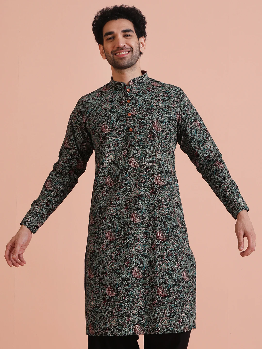 Black Cotton Printed Kurta Patiyala Set - Image 9