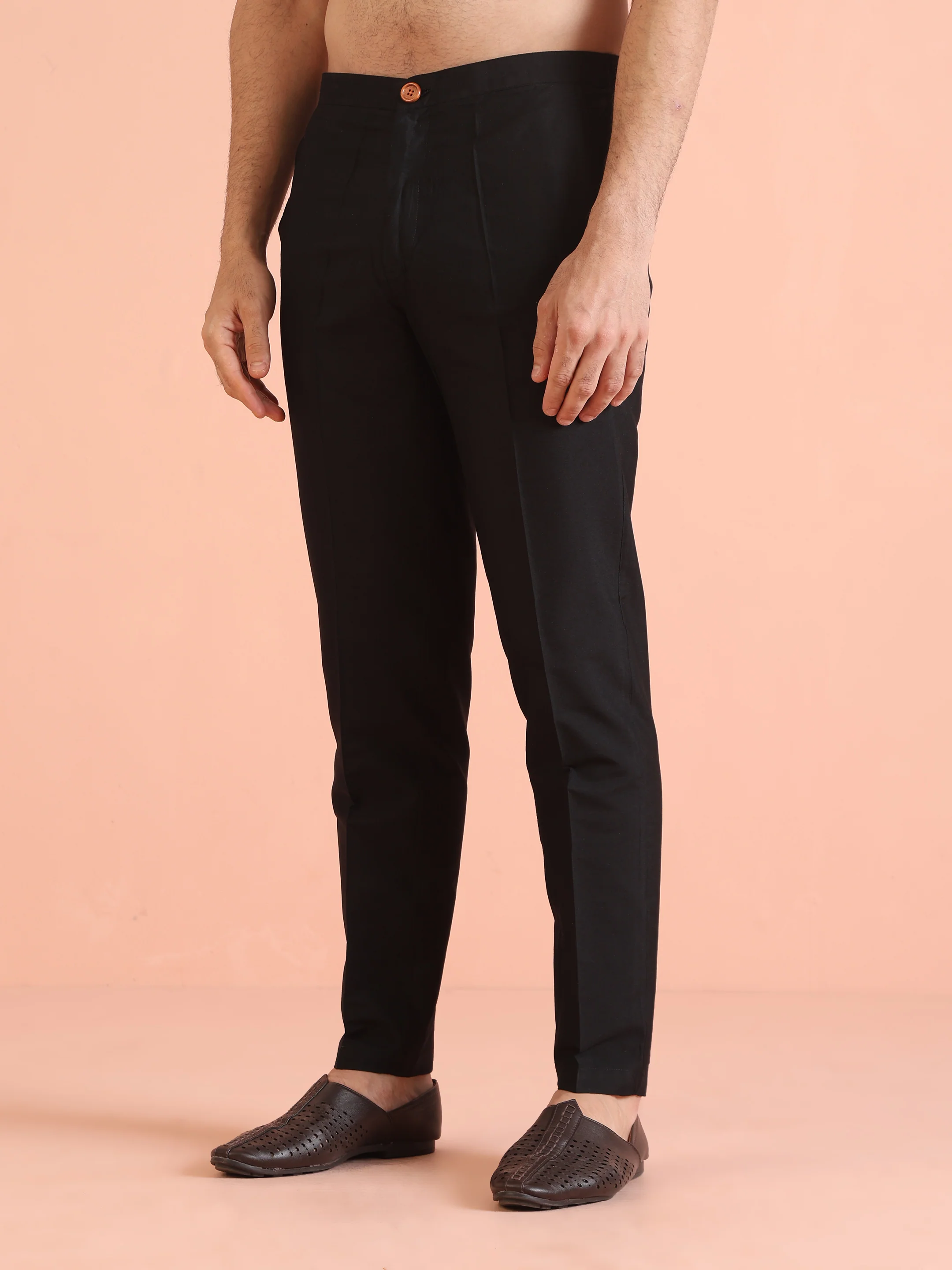 Black Printed Cotton Silk Kurta Trouser Set - Image 5