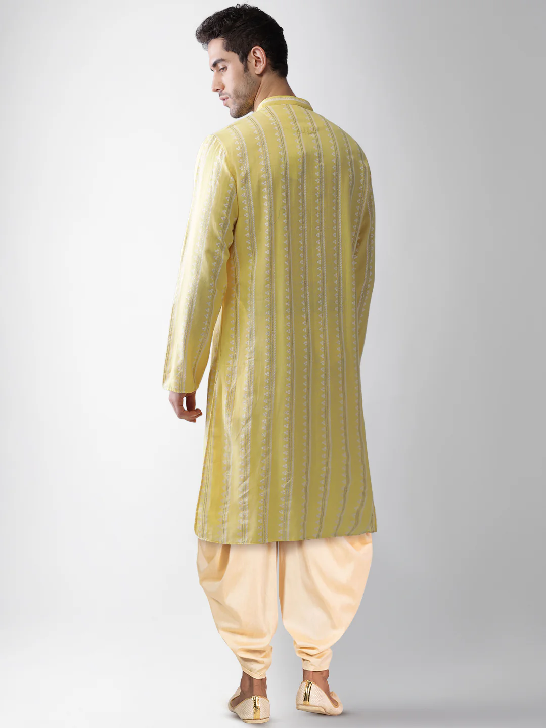 Yellow Printed Cotton Blend Festive Kurta - Image 4