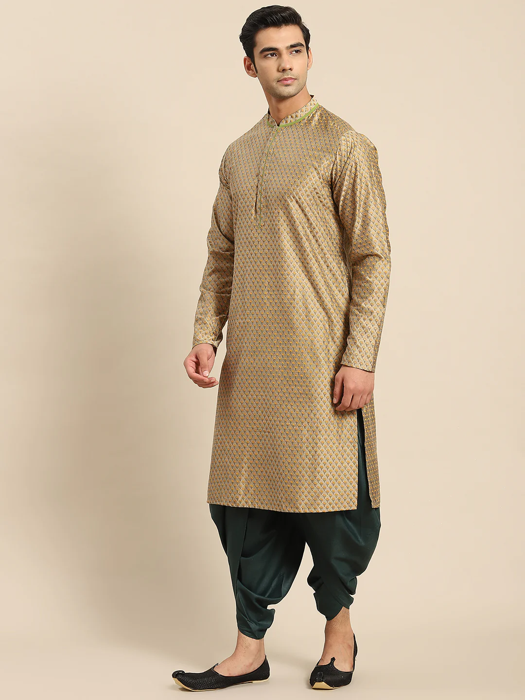 Men Gold Kurta Set - Image 2