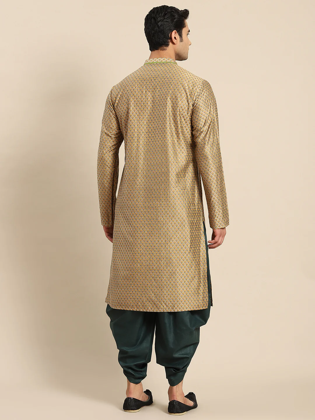 Men Gold Kurta Set - Image 3