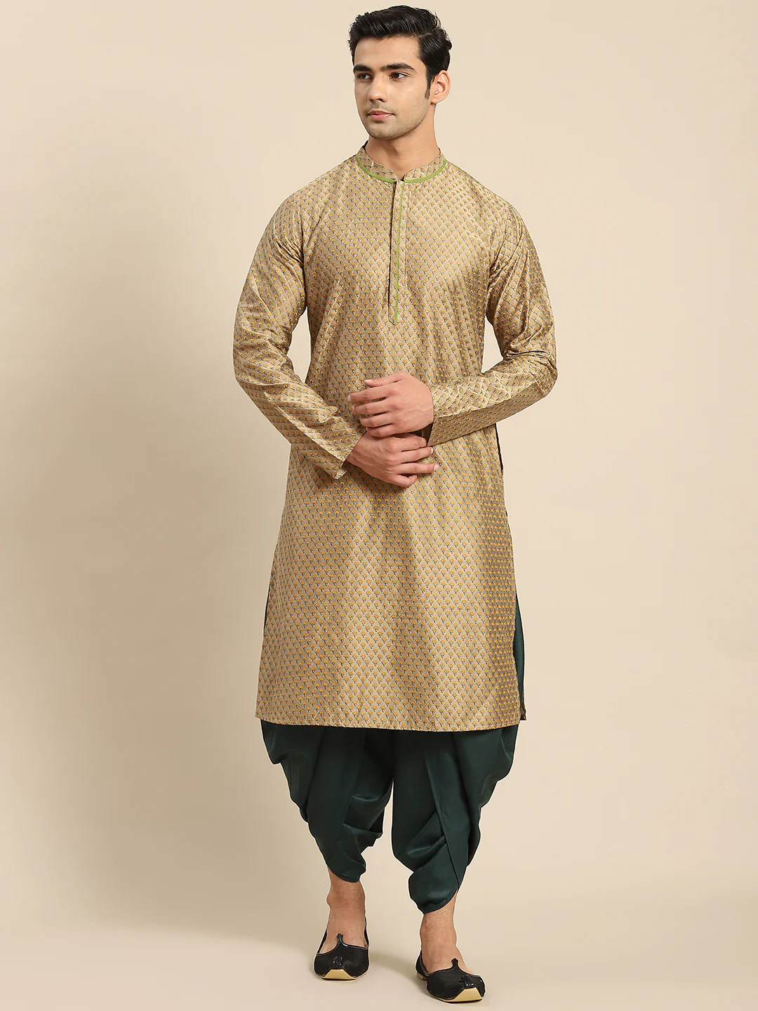 Men Gold Kurta Set - Image 7