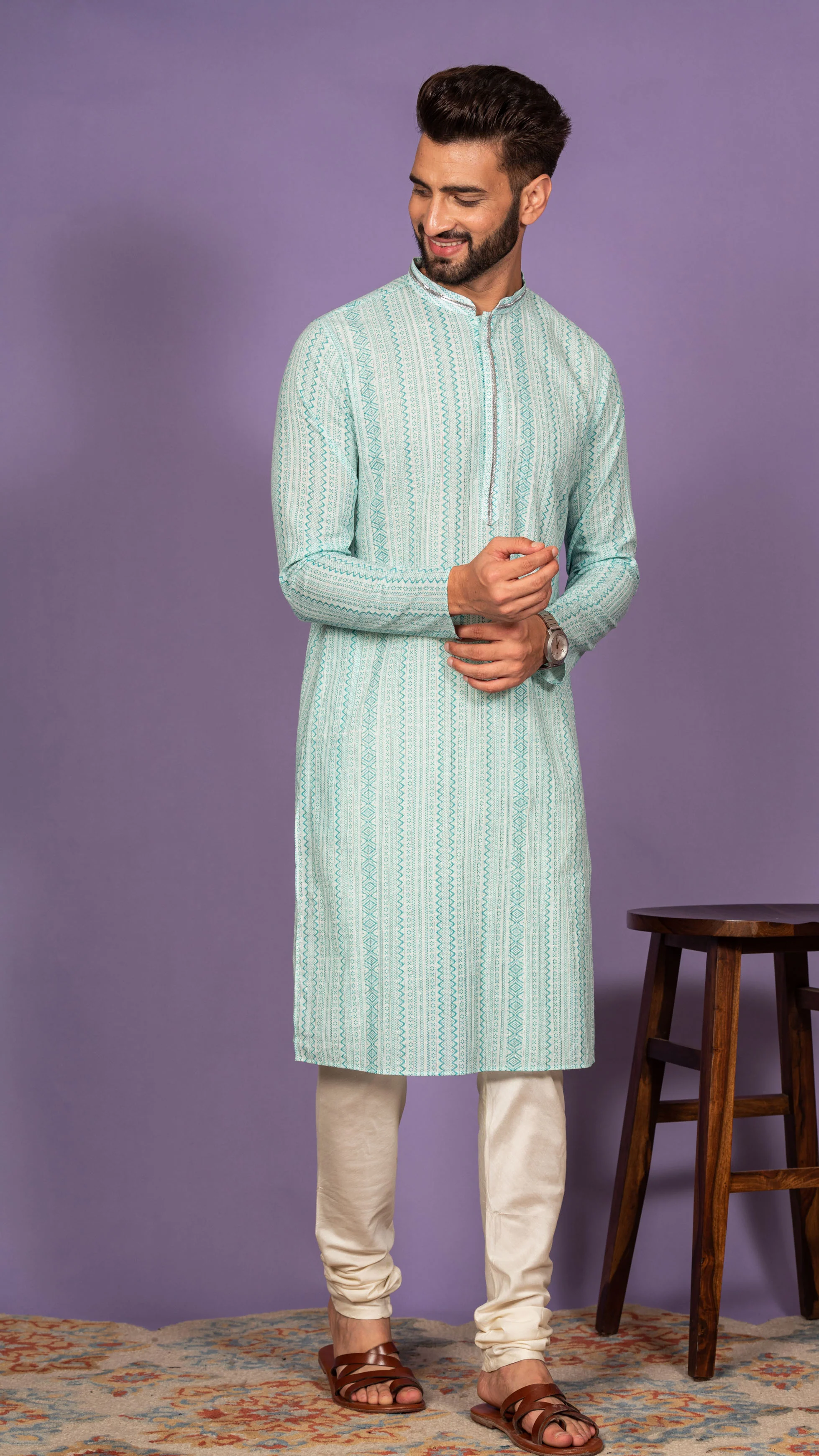 Men Green Kurta Set - Image 2