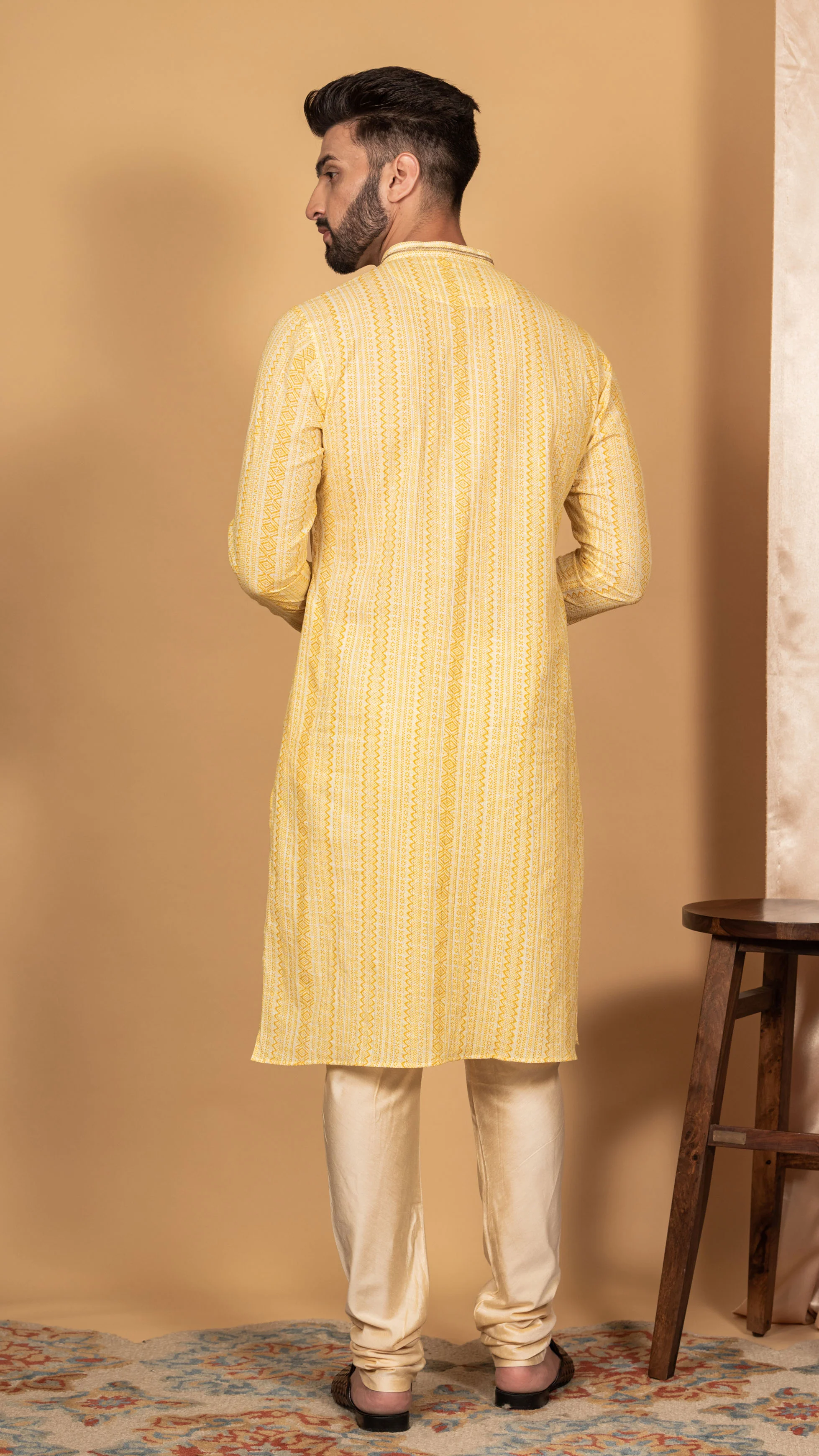 Men Yellow Kurta Set - Image 4