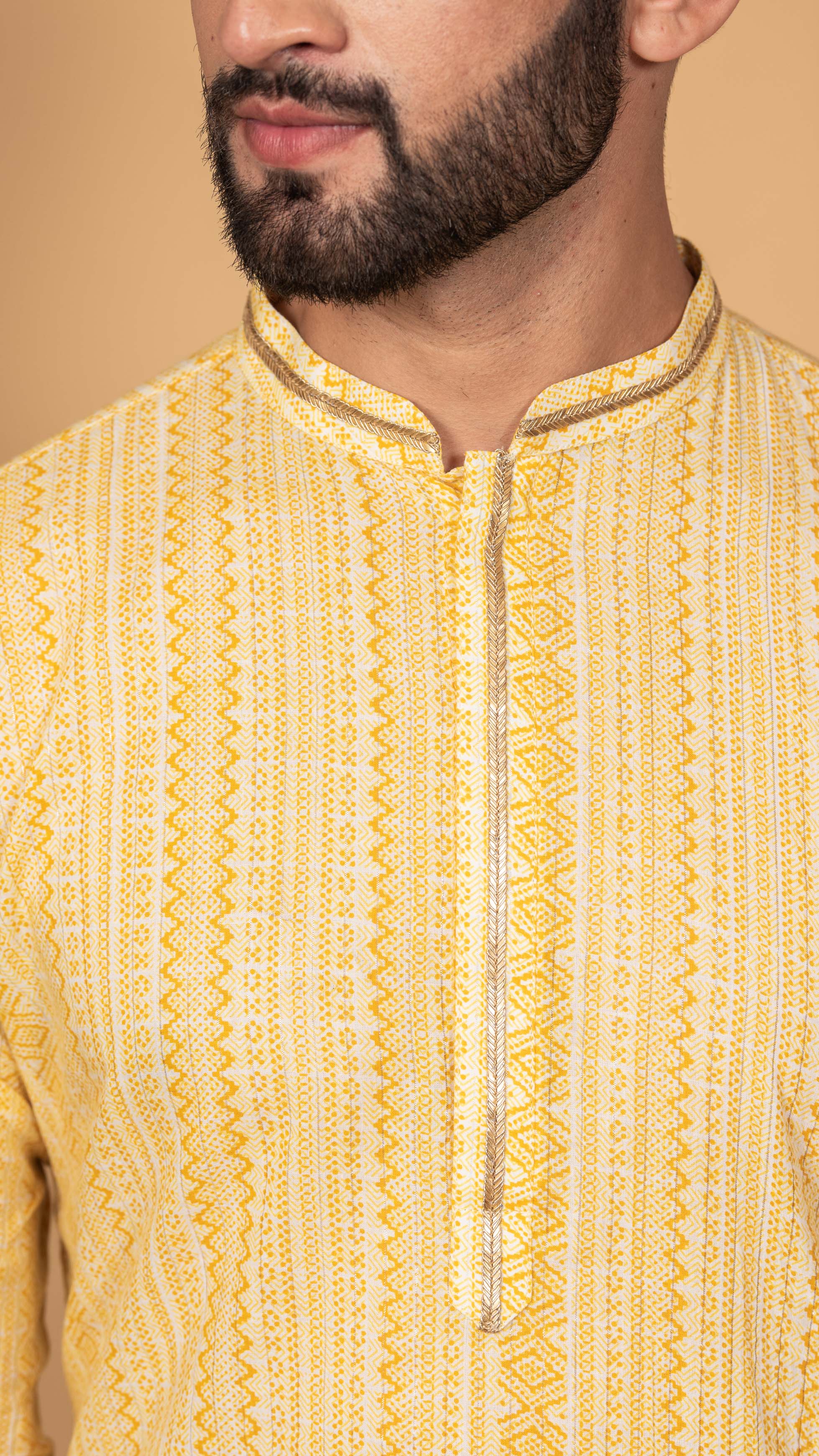 Men Yellow Kurta Set - Image 7