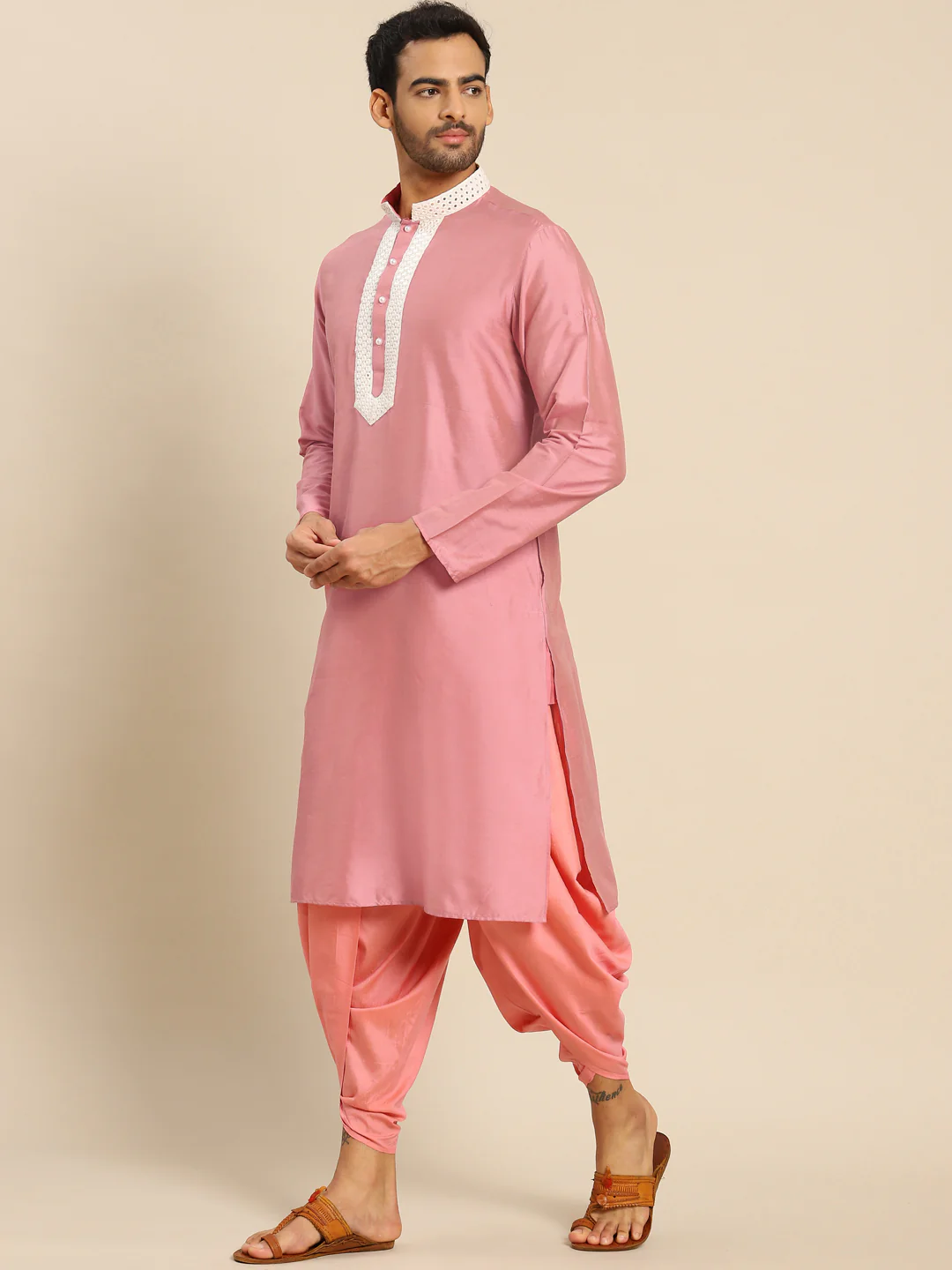 Kisah men pink kurta set - Image 3