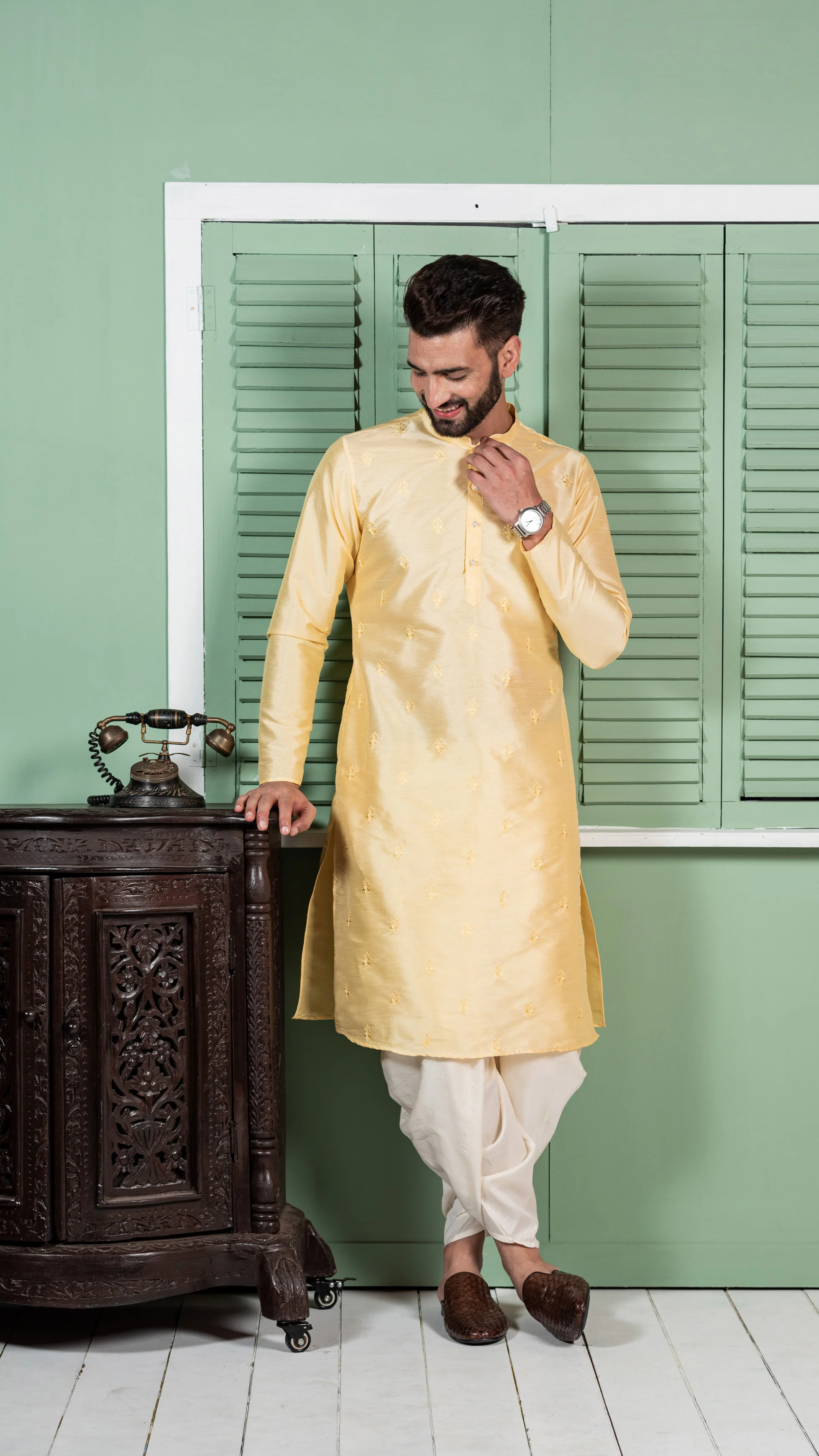 Kisah Men Yellow Kurta Set - Image 3