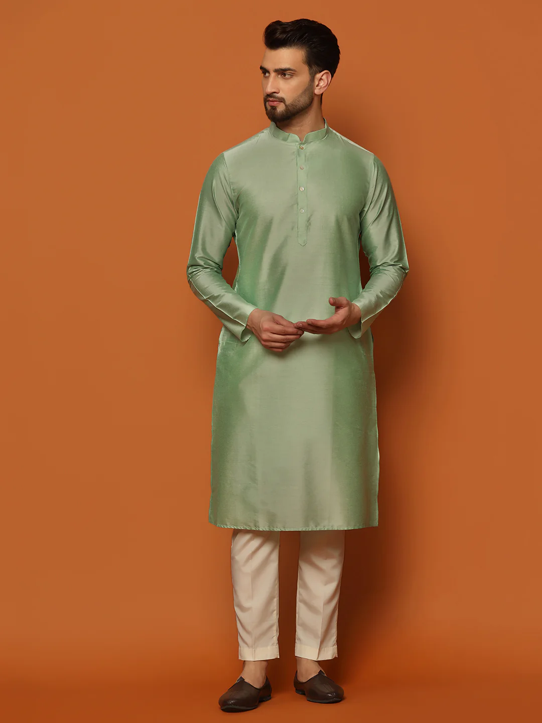 Grey Golden Woven Nehru Jacket Kurta Trouser Set - Image 6