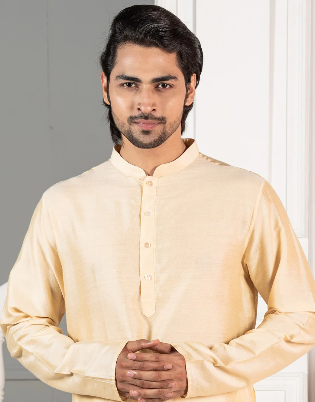 Men Yellow Geometric Kurta - Image 5