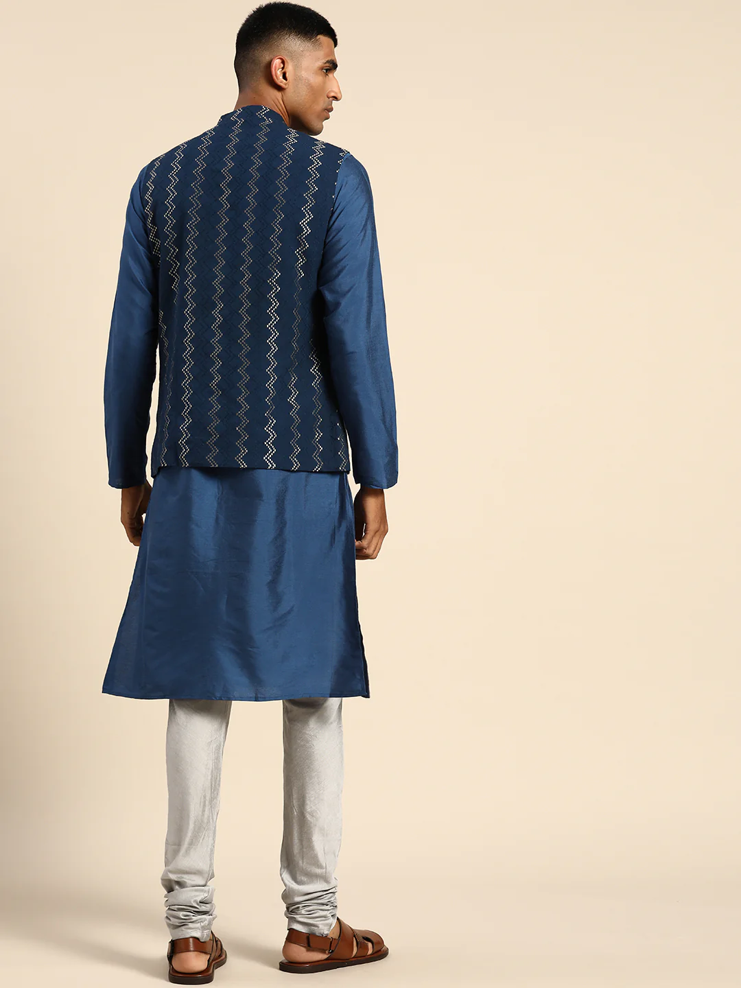 Kisah Men Navy blue Color Kurta Jacket Set - Image 6