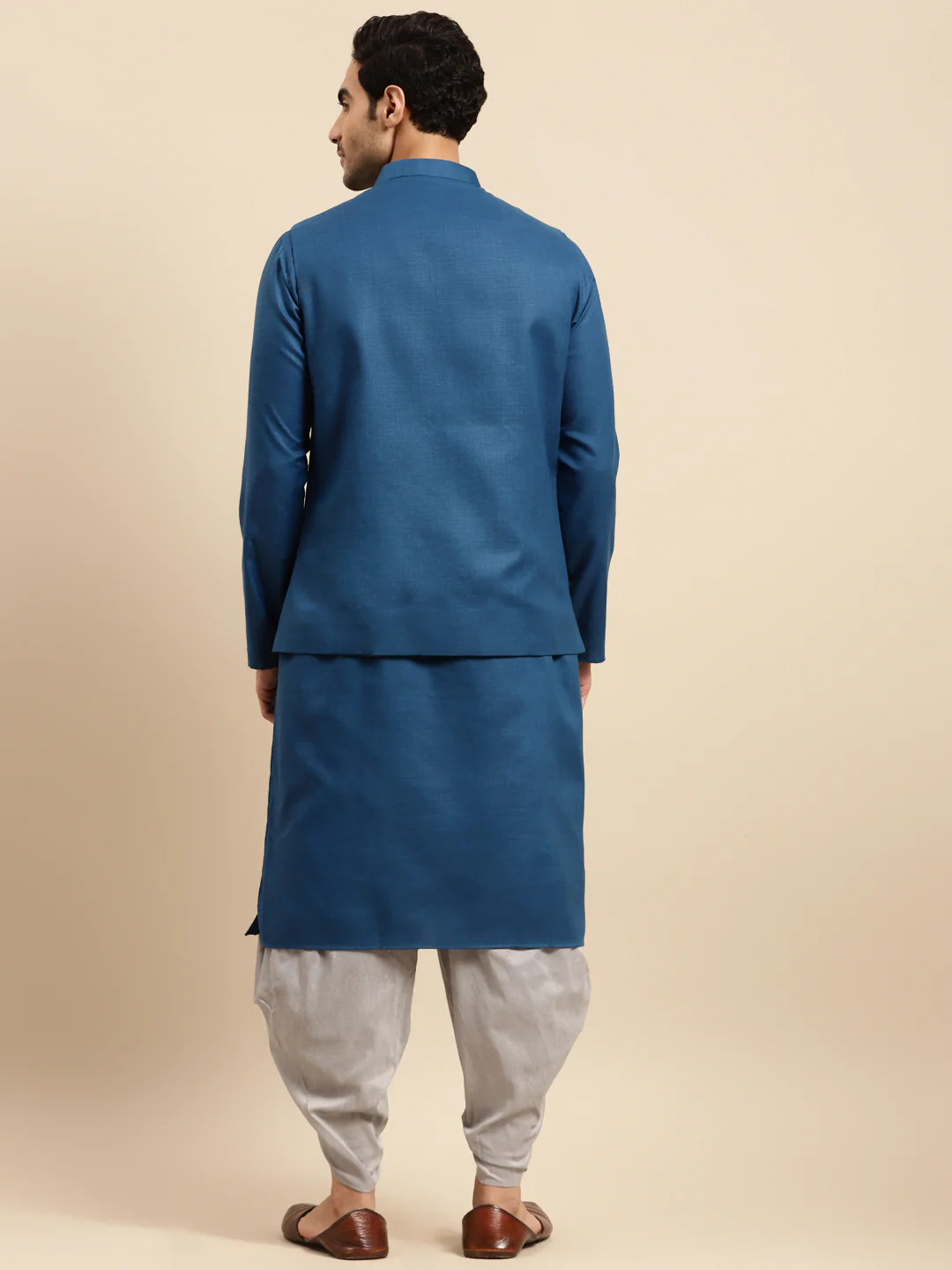 Kisah men Turquoise Blue kurta jacket set - Image 6