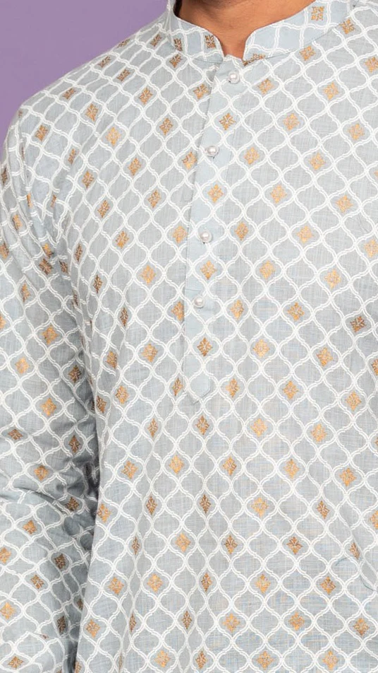 Men Blue Kurta Set - Image 8