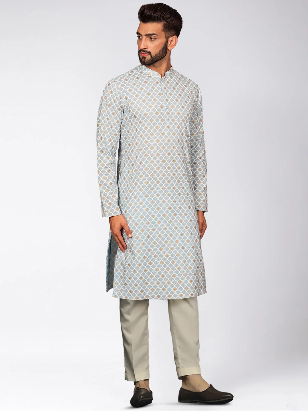 Kisah Men's Blue Kurta Trousers Set - Image 2