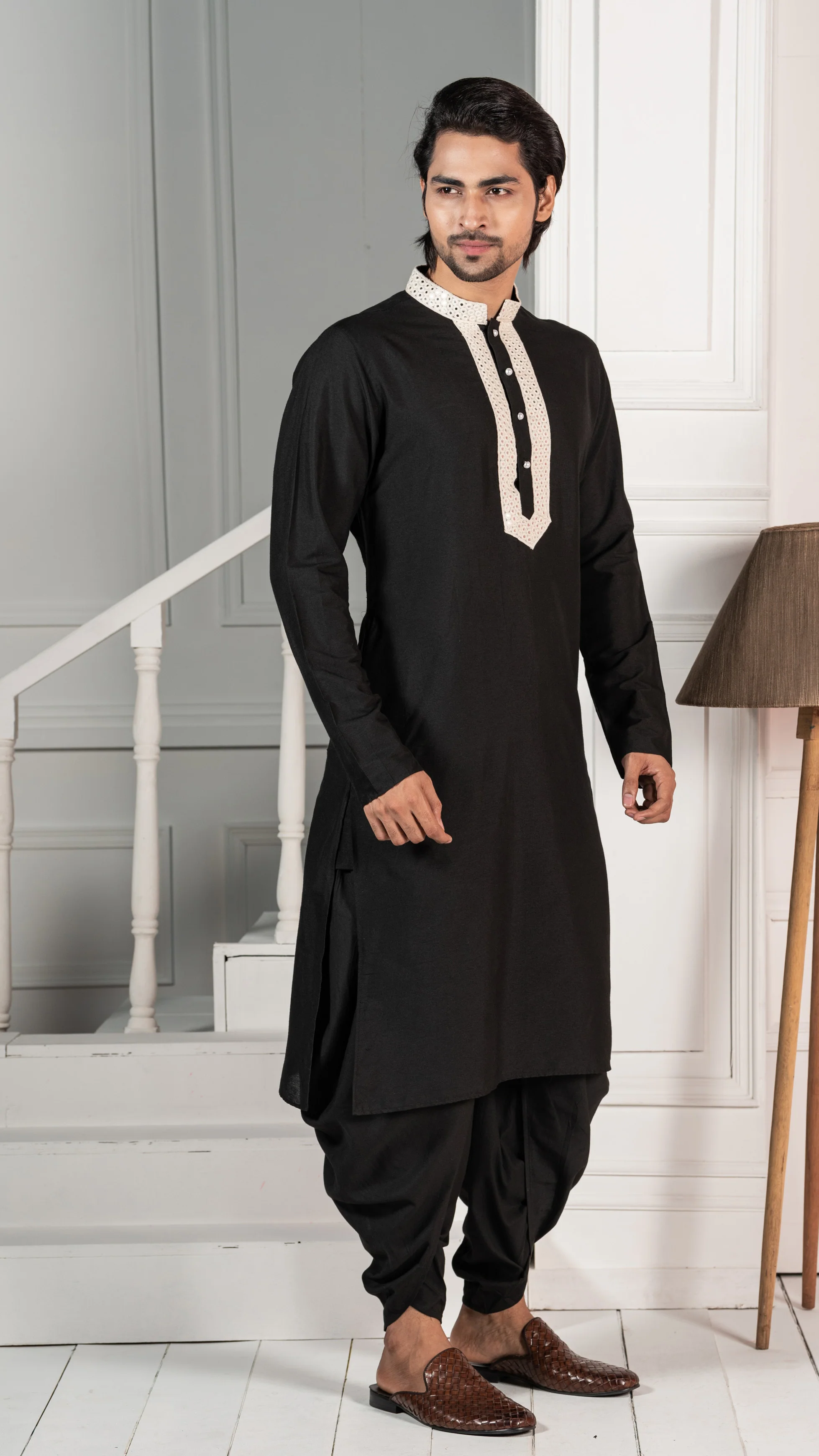 Men Black Kurta - Image 2