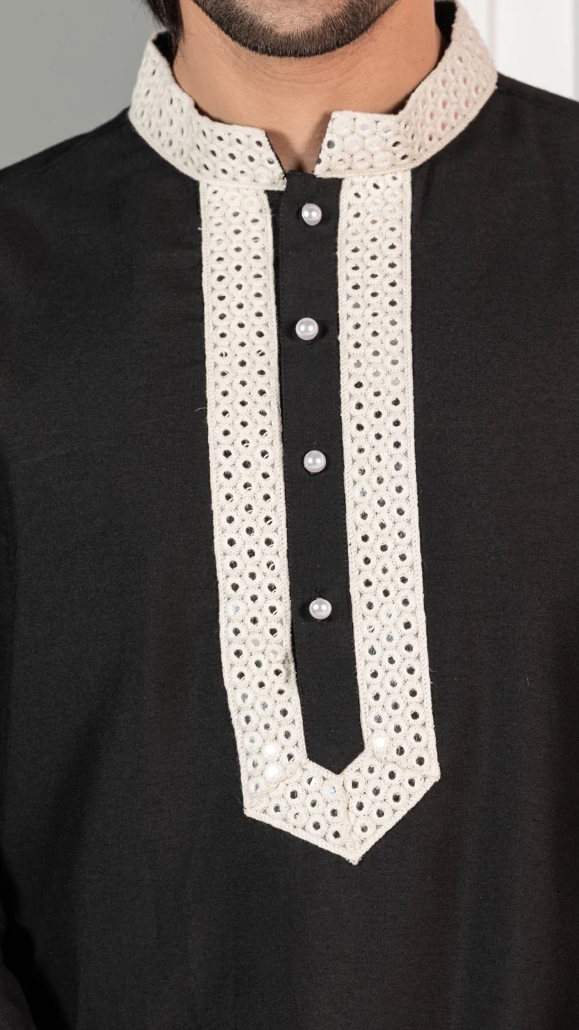 Kisah Men Black Kurta Set - Image 7