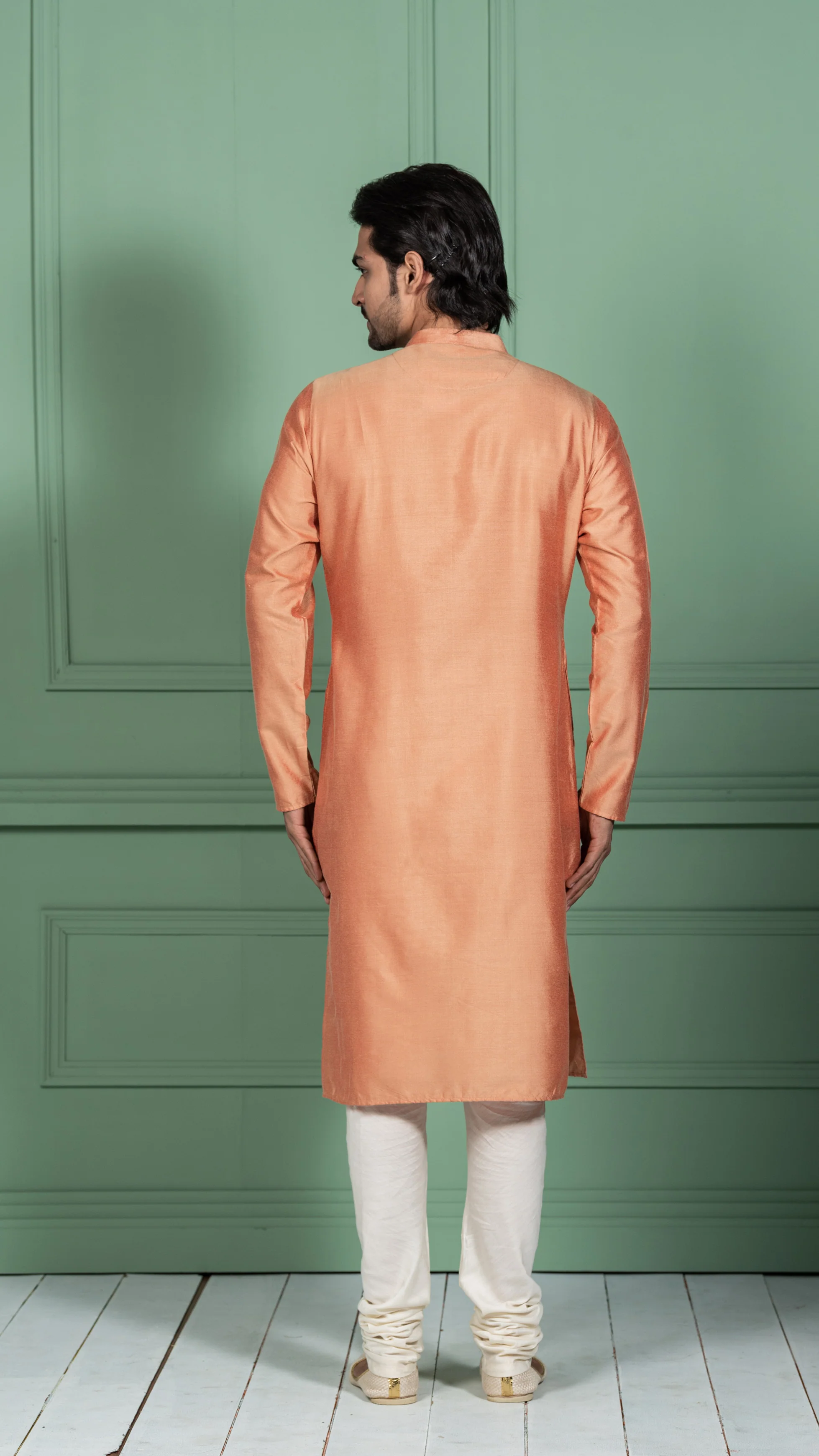 Men Peach Kurta Set - Image 3
