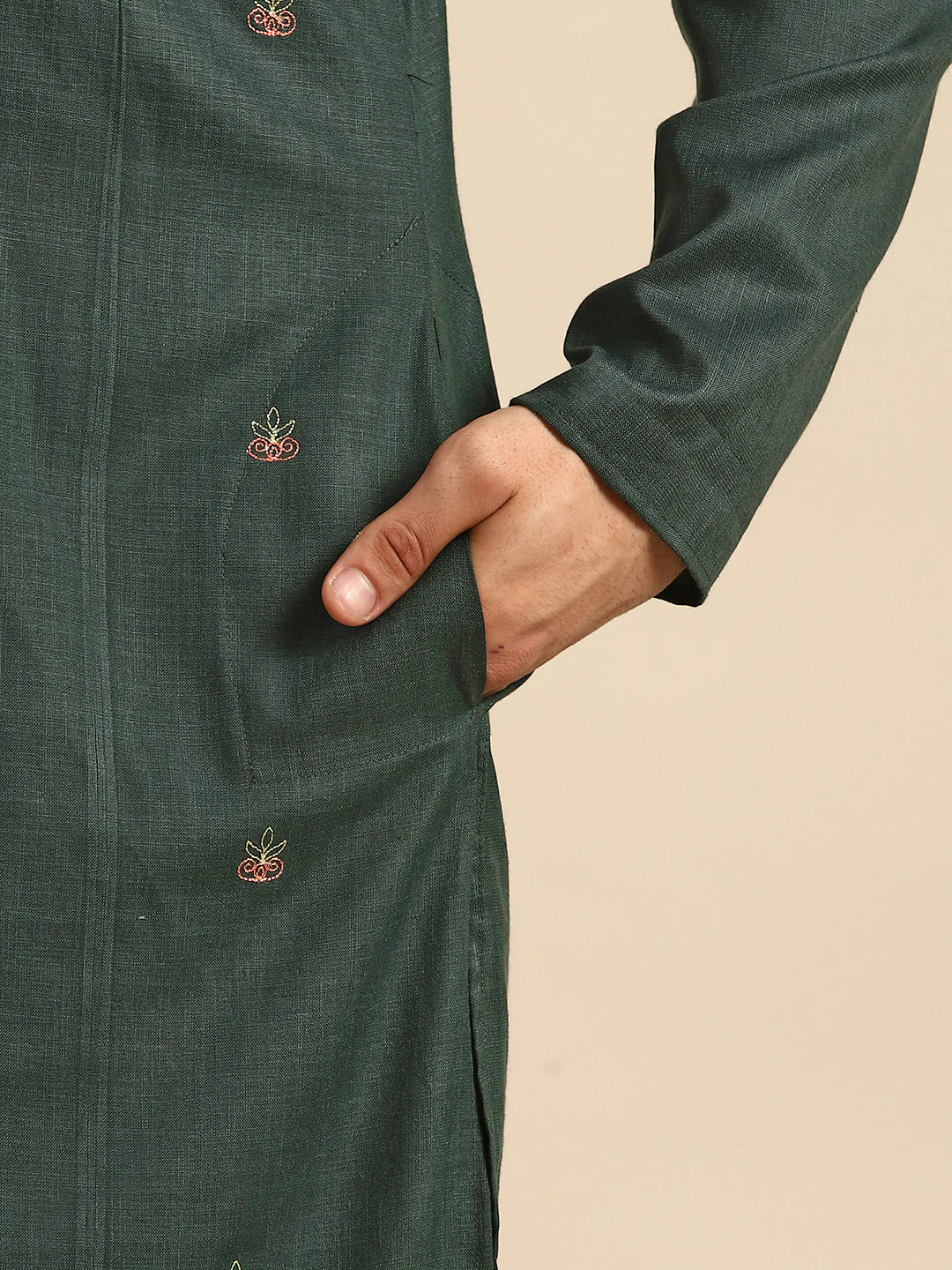 Men Green Kurta Set - Image 4