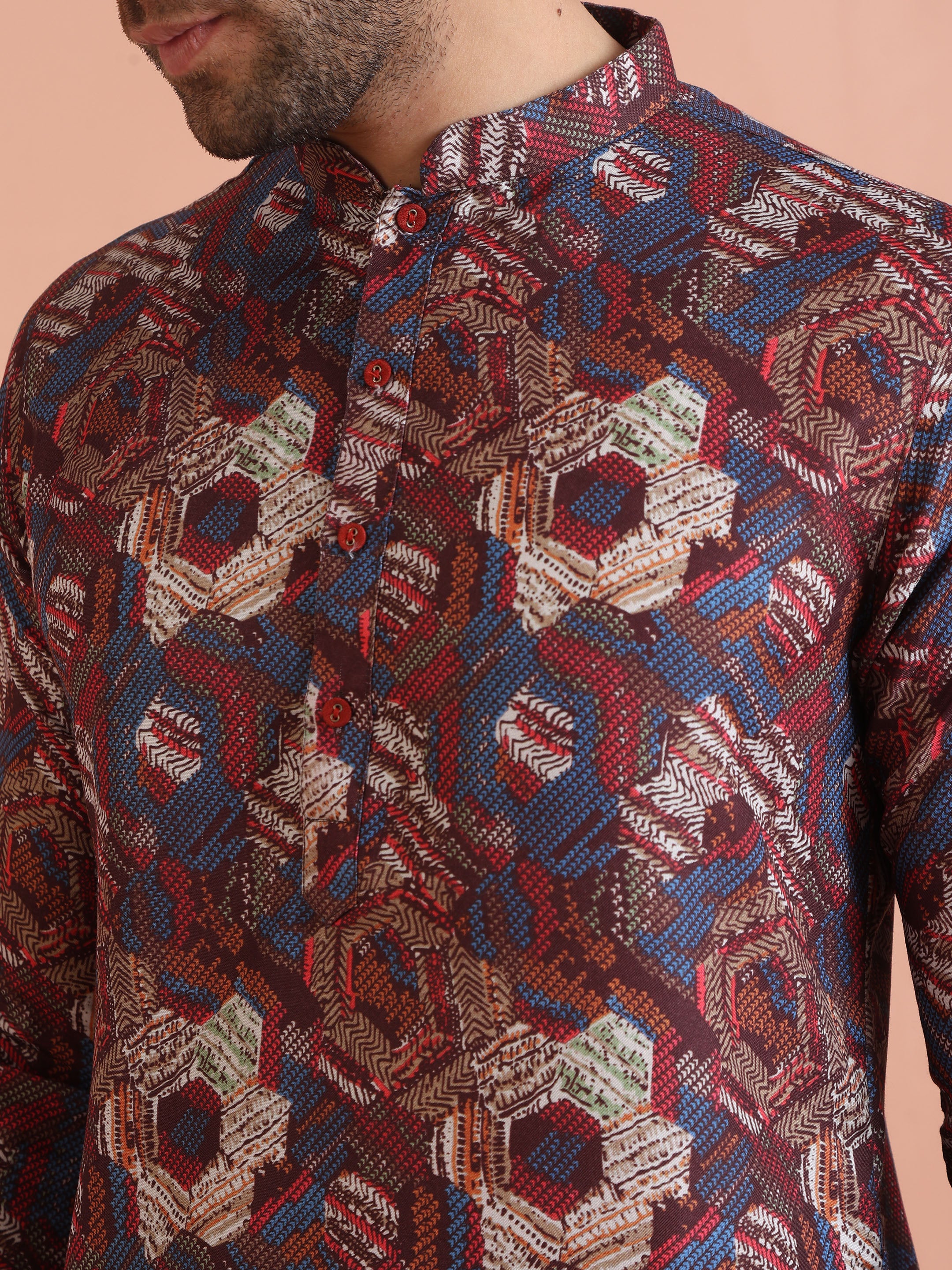 Multi Color Art Silk Printed Long Kurta - Image 5