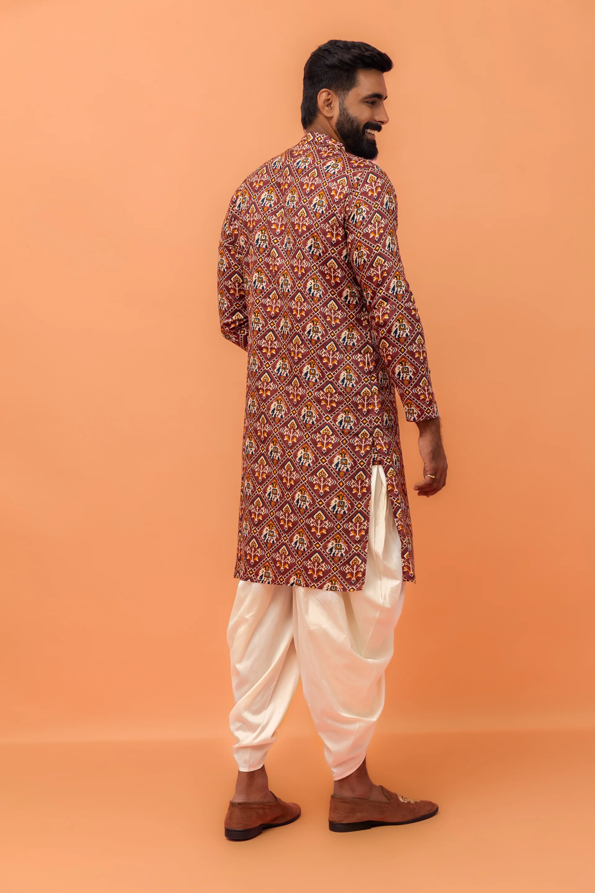 Magenta Printed Cotton Kurta - Image 6
