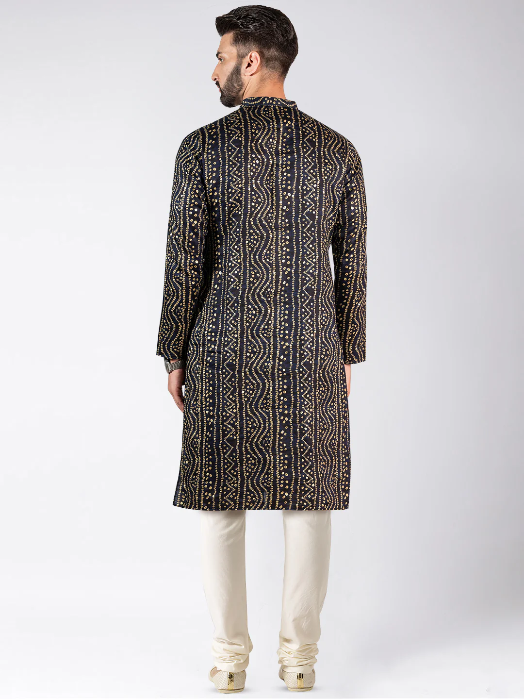 Men's Navy Blue Kurta Churidar Set - Image 4