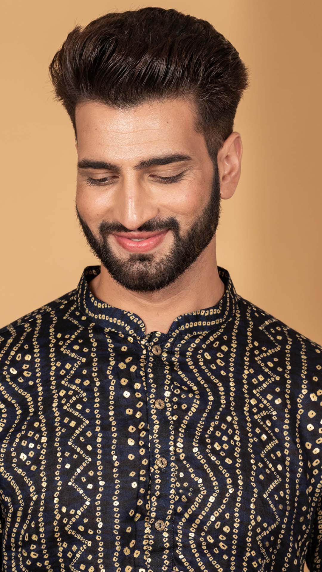 Men's Navy Blue Kurta Dhoti Pants Set - Image 6