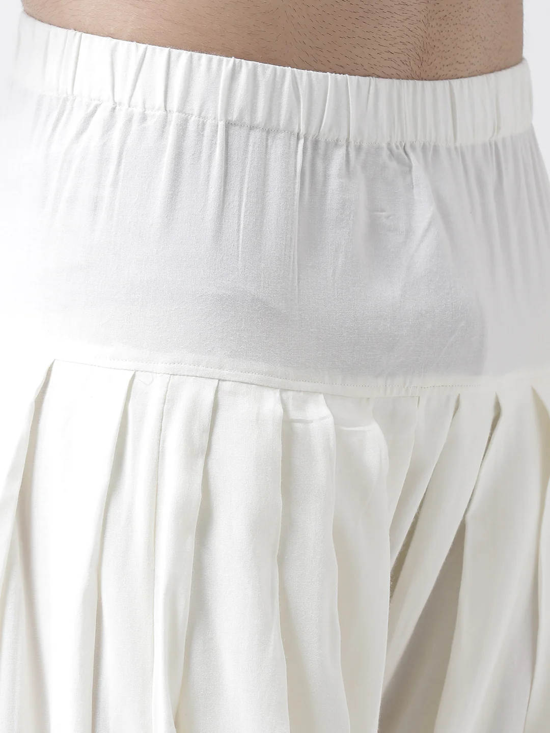 Cream Art Silk Geometric Textured Long Kurta - Image 5