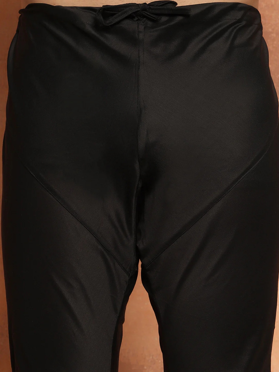 Black Cotton Silk Kurta Churidar Set - Image 6